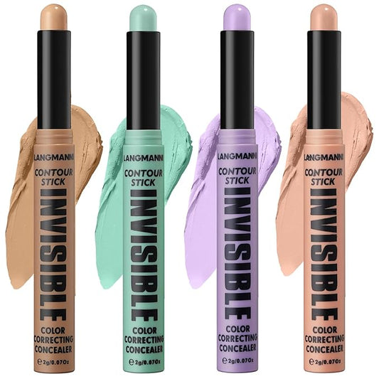 LANGMANNI Multi-Use Face Contour Stick,Highlighter & Concealer Stick, Combo Use For Correcting Color Balancing (#02+#03+#04+#06, 4 Count (Pack of 1))-VivaGrace Women