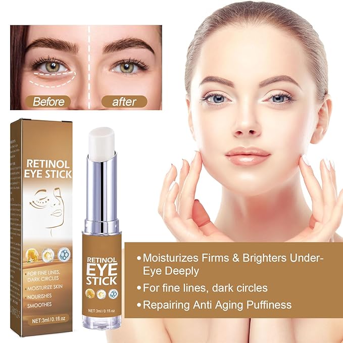 Retinol Eye Stick with Collagen & Hyaluronic Acid Eye Cream for Dark Circle and Puffiness, Brightening Eye Balm Reduces Fine Lines and Bags in 4 Weeks-VivaGrace Women