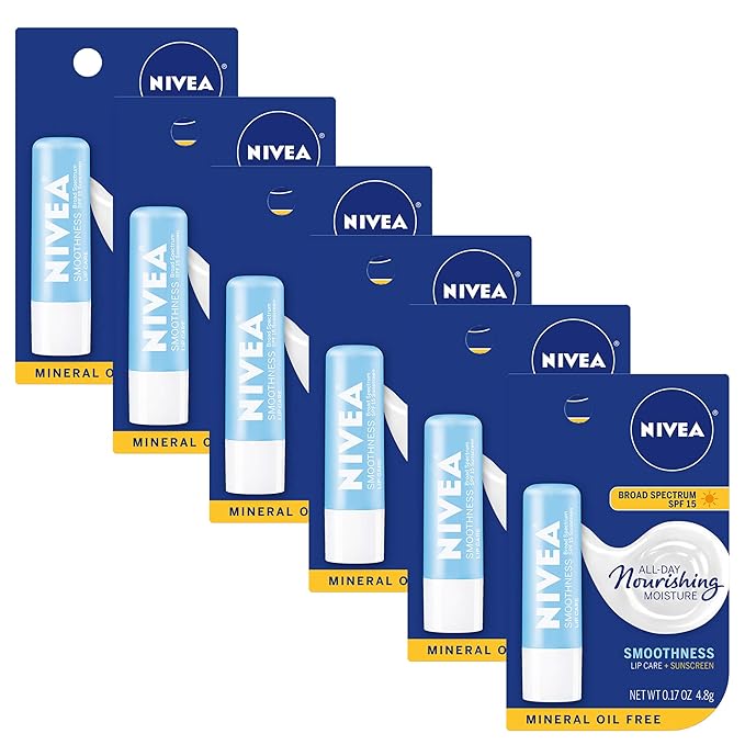 NIVEA Smoothness Lip Care SPF 15 Carded, 1 Count, Pack of 6-VivaGrace Women
