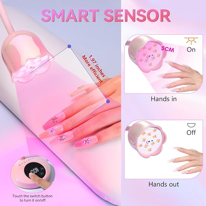 Makartt UV LED Nail Lamp - Mini UV Light for Gel Nails Polish Fast Curing Goosenecks Lamp 30W Rechargeable LED Nail Light Nail Dryer with 4 Timers & Auto Sensor for Salon Home DIY Use-VivaGrace Women