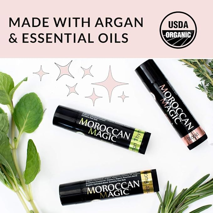 Moroccan Magic Organic Elderberry & Manuka Honey Lip Balm 3 Pack | Ultra-Hydrating Argan Oil Lip Moisturizer + Vitamin E | Natural Chapstick for Dry Lips | Smooth, Non-Toxic | Organic Lip Balm-VivaGrace Women