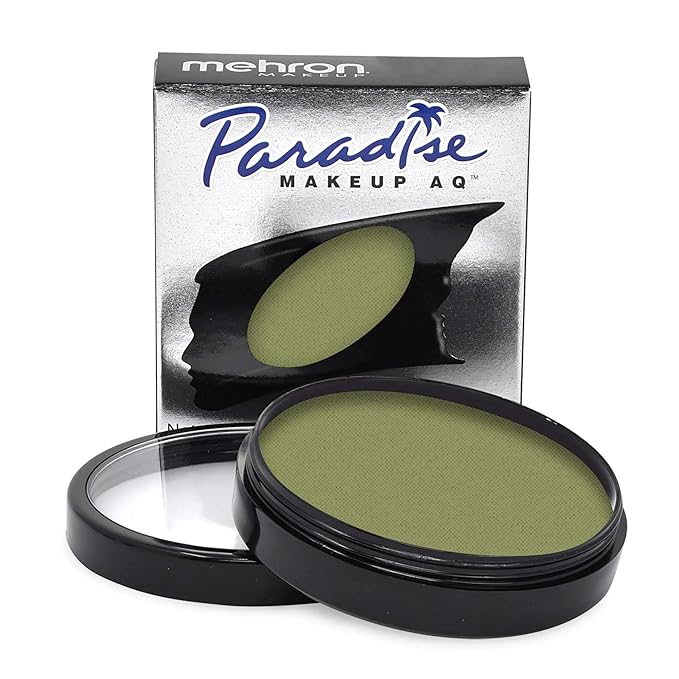 Mehron Makeup Paradise Makeup AQ Pro Size | Stage & Screen Performance, Face & Body Painting, Beauty, Cosplay, and Halloween | Water Activated Face Paint, Body Paint 1.4 oz (40 g) - Olive-VivaGrace Women