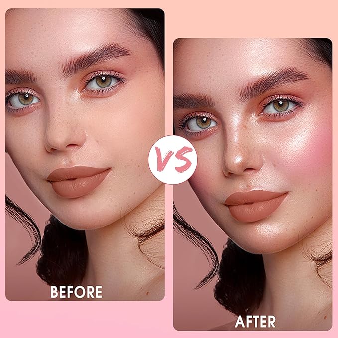 Embossed Smooth Powder Blush Palette for Cheeks,Matte Face Powder Blush Palette,Embossed Girl Blush for Cheeks,Natural Nude Long Lasting Powder Blush Palette for All Skins(Pink+Orange)-VivaGrace Women