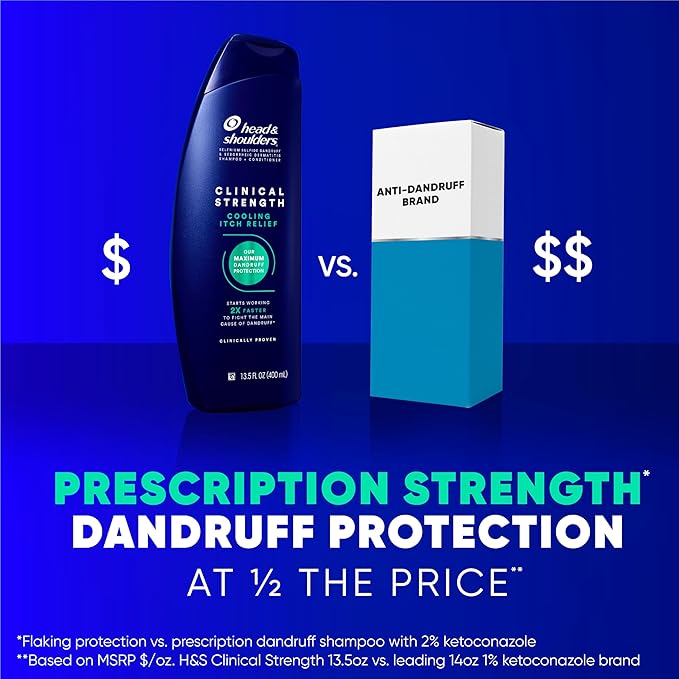 Head & Shoulders Clinical Strength Dandruff Shampoo, Selenium Sulfide Dandruff Defense, Intensive Itch Relief, Seborrheic Dermatitis Relief, Cooling Menthol, 13.5 Fl Oz Each, 2 Pack-VivaGrace Women