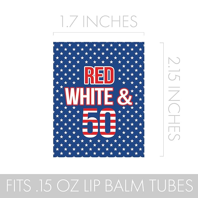 Red White and Blue 50th Birthday Party Favor Lip Balm Labels - 36 Count, Patriotic Birthday Party Supplies-VivaGrace Women