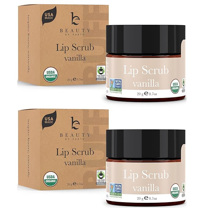 Organic Lip Scrub Vanilla - Lip Scrubs Exfoliator & Moisturizer, Lip Exfoliator Scrub, Sugar Lip Scrubs, Lip Sugar Scrub, Lip Care Products for Chapped Lips, Lip Scrubber, Lip Moisturizer for Dry Lips-VivaGrace Women