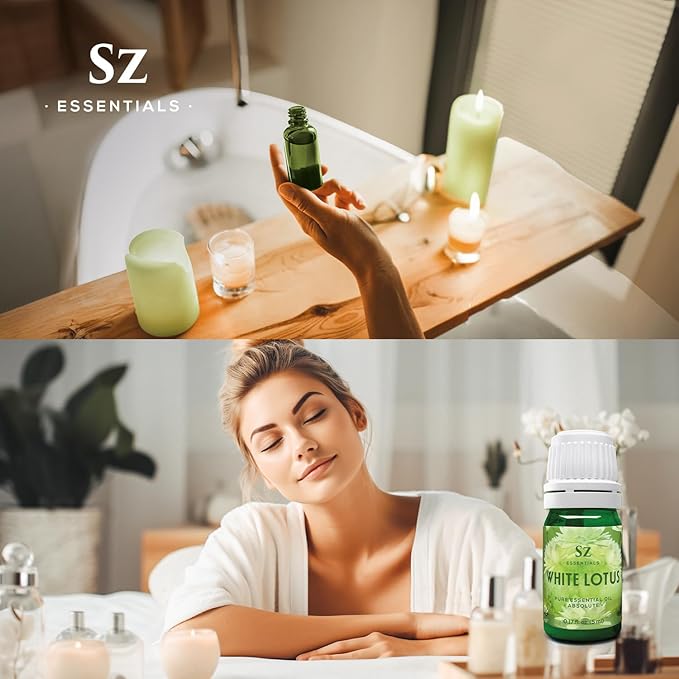 White Lotus 100% Pure, Essential Natural Oil - Extracted from Nymphaea Lotus - Rich & Sweet Scent, with Exotic Floral Overtones - Therapeutic Grade & Vegan - 0.17 fl oz (5ml)-VivaGrace Women