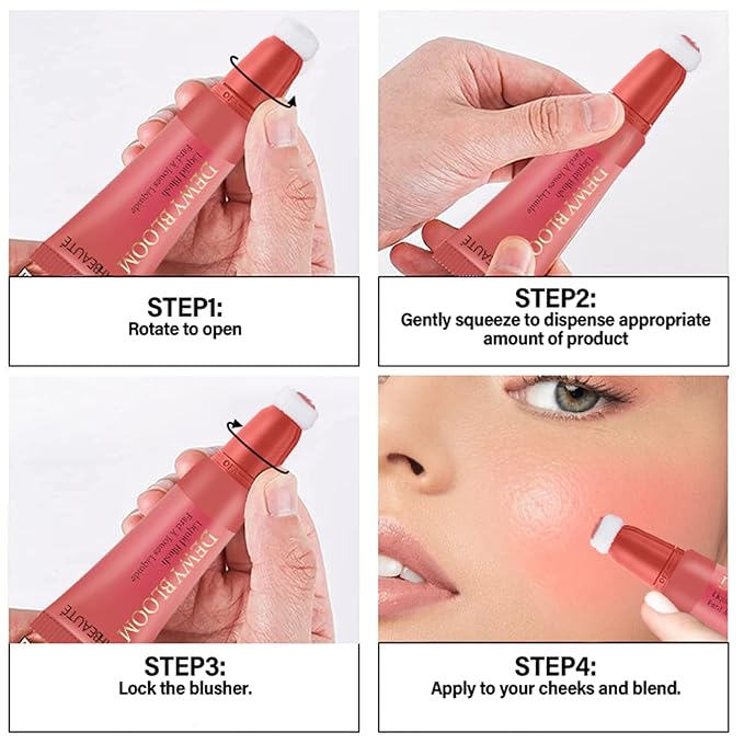 Blush Beauty Wand,Matte Face Blush Contour Wand with Cushion Applicator,Smooth Creamy Dewy Liquid Blush Wand,Blendable Blush Rouge Stick for Cheek,Cruelty-free,103 Rosa,Cool Pink-VivaGrace Women