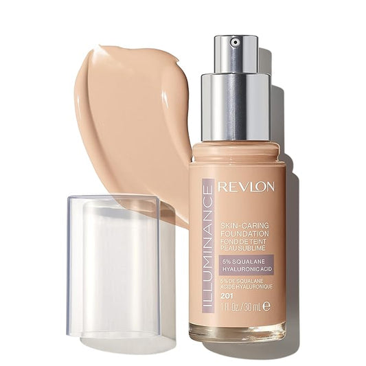 Revlon Illuminance Skin-Caring Liquid Foundation, Hyaluronic Acid, Hydrating and Nourishing Formula with Medium Coverage, 201 Creamy Natural (Pack of 1)-VivaGrace Women