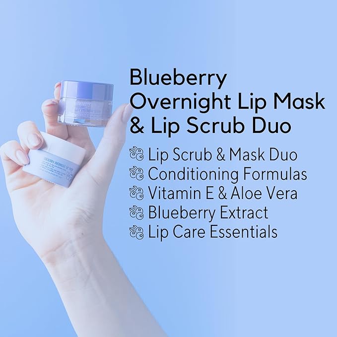 W7 Sweet Dreams Lip Scrub & Overnight Lip Mask Duo - 2Pcs Set - Blueberry Flavour - Exfoliate, Condition, Soothe & Hydrate-VivaGrace Women