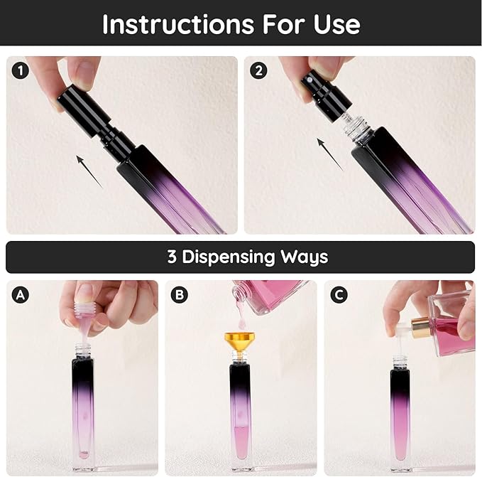 Segbeauty 0.34oz Mini Travel Spray Bottle, 10Pcs Glass Refillable Atomizer Spray Bottle for Perfume, 10ml Empty Perfume Atomizer Fine Mist, Portable Travel Cologne Sprayer with Refill Tool-VivaGrace Women