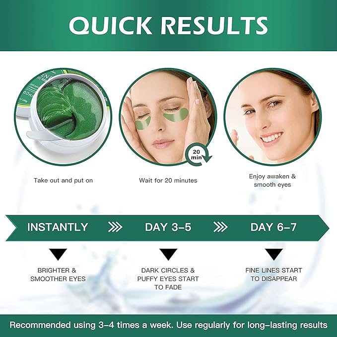 VANELC Eye Mask,Under Eye Patches with Collagen Seaweed,Eye Gel Treatment Masks For Dark Circles , Under Eye Bags Treatment, Natural Eye Masks for Puffy Eyes, Under eye Dark Circles,Anti-Wrinkle-VivaGrace Women