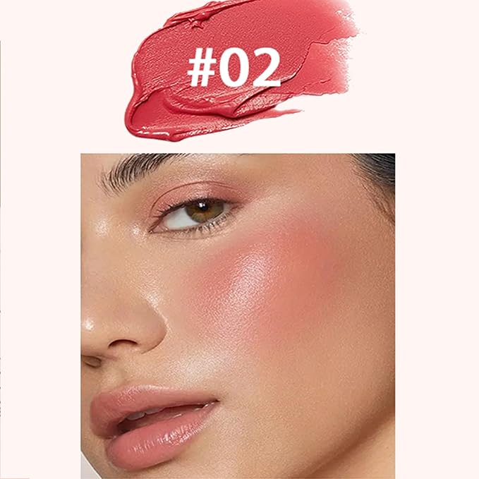 Blush for Cheeks - Cream Blush Stick Face Lip Eyeshadow Tint, 3-in-1 Buildable Pink Blush Makeup Balm Stick For Make Up Women Girl Gift (Peach Melody #2)-VivaGrace Women