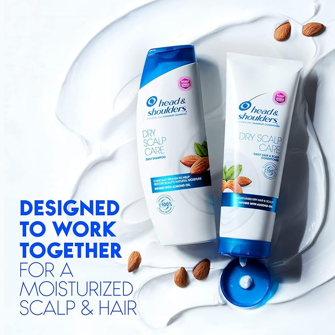 Head and Shoulders Shampoo, Daily-Use Anti-Dandruff Paraben Free Treatment, Dry Scalp Care with Almond Oil, 32.1 fl oz, Twin Pack (Pack of 2)-VivaGrace Women