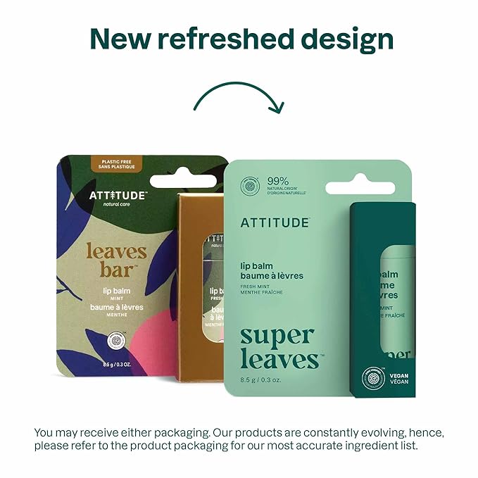 ATTITUDE Lip Balm, Natural Origin, Nourishes & Protects, Shea Butter, Coconut & Olive Oils, EWG Verified, For Dry Lips, Men and Women, Vegan, Fresh Mint, 0.3 Oz-VivaGrace Women