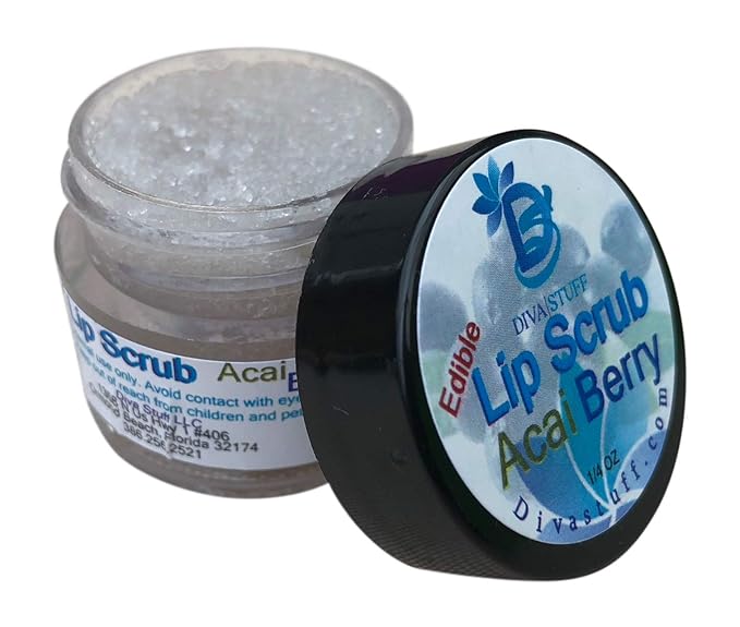 Diva Stuff Ultra Hydrating Lip Scrub for Soft Lips, Gentle Exfoliation, Moisturizer & Conditioner, Acai Berry – ¼ oz (Made in the USA)-VivaGrace Women