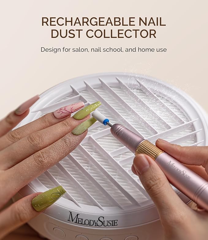 MelodySusie Cordless Nail Dust Collector,Compact Vacuum Fan Rechargeable Dust Collector with Reusable Filter,SProR Powerful Dust Suction Machine for Acrylic Gel Polish Manicure Pedicure at Salon&Home-VivaGrace Women