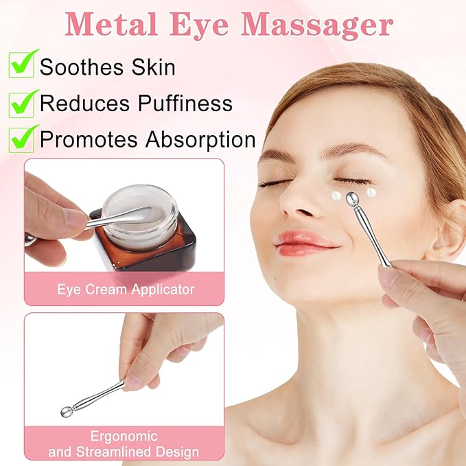Under Eye Patches, 4 Pairs Reusable Under Eye Patches, Eye Patches for Puffy Eyes, with Metal Eye Cream Applicator, Eye Mask Silicone Eye Patches for Lifting Effect & Minimize Fine Lines & Wrinkles-VivaGrace Women
