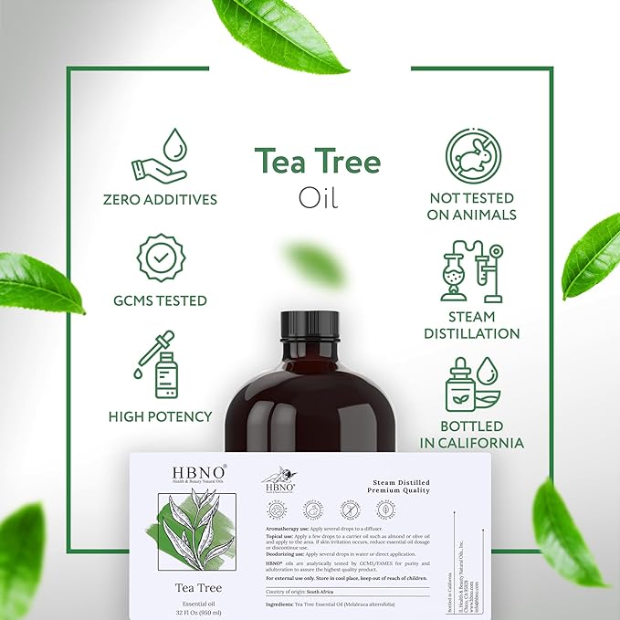 HBNO Tea Tree Oil - Huge 32 oz (950ml) Large Size - Ideal for Diffusers, Cleaning Agents, Deodorizers, and Flavoring Agents.-VivaGrace Women