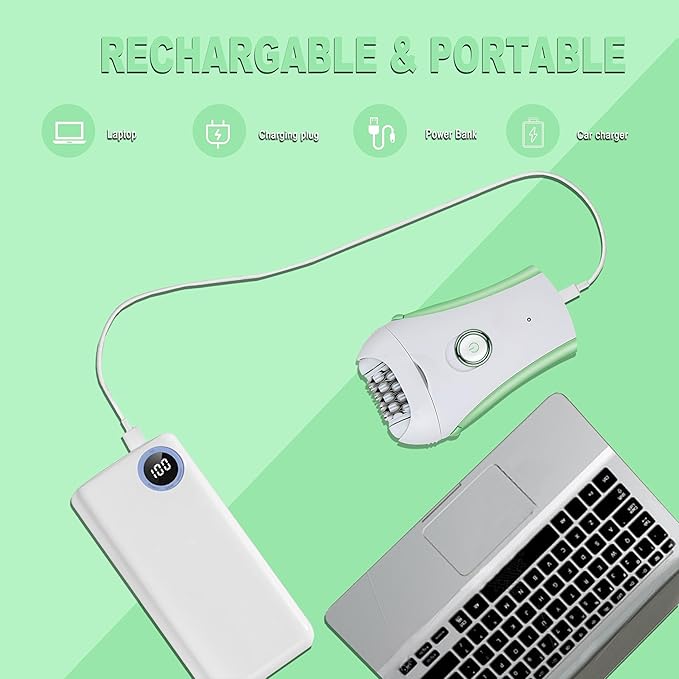 Epilators Hair Removal for Women, Glabrouse Skin Facial Hair Removal, Facial Hair Epilator with Eyebrow Trimmer for Women Face Sensitive Skin for Bikini, Face, Arm, Legs, Armpits, Green-VivaGrace Women