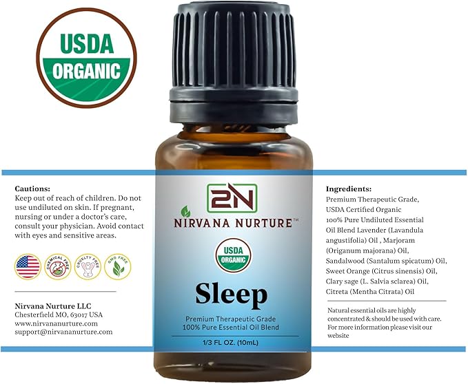 Sleep Blend USDA Certified Organic, 100% Pure and Premium, Undiluted, Sleep, Aromatherapy, Calm, Relax-VivaGrace Women