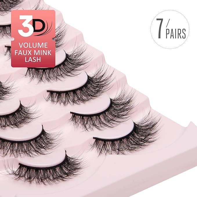 Fake Lashes Natural Wispy Lashes Airy Volume Faux Mink Lashes Fluffy Long False Eye Lashes Sets Pack 18MM Reusable Eyelashes A05-VivaGrace Women