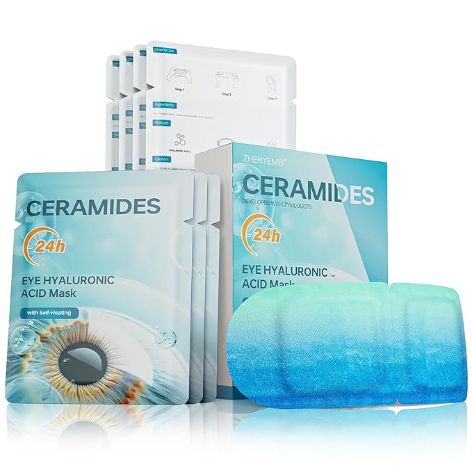 Hyaluronic Acid Self Heating Warm Compress for Eyes, Heated Eye Mask for Fast Relief of Dry Eyes, 7 Pack Steam Eye Mask, Moisturizing & Highly Effective Steam Eye Mask-VivaGrace Women