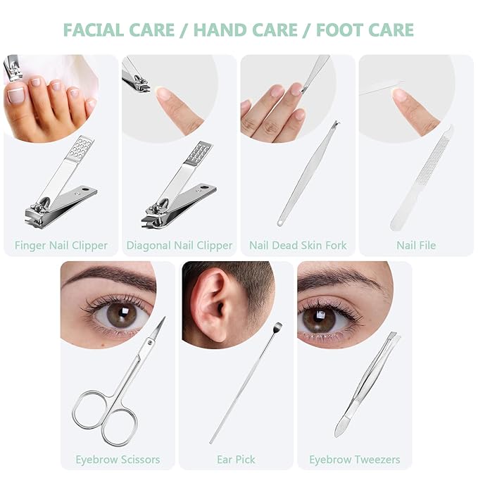 60 Sets Travel Manicure Set Nail Clippers Bulk Pedicure Kit 7 in 1 Stainless Steel Professional Nail Set Grooming Kits Nail Care Tools for Women Men(Bright Color)-VivaGrace Women