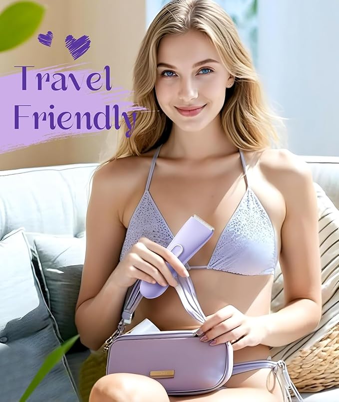 Bikini Trimmer for Women - Painless Pubic Hair Trimmer with 3 Shaving Speeds, IPX7 Waterproof Electric Razor, Cordless Women’s Bikini Shaver for Sensitive Skin-VivaGrace Women