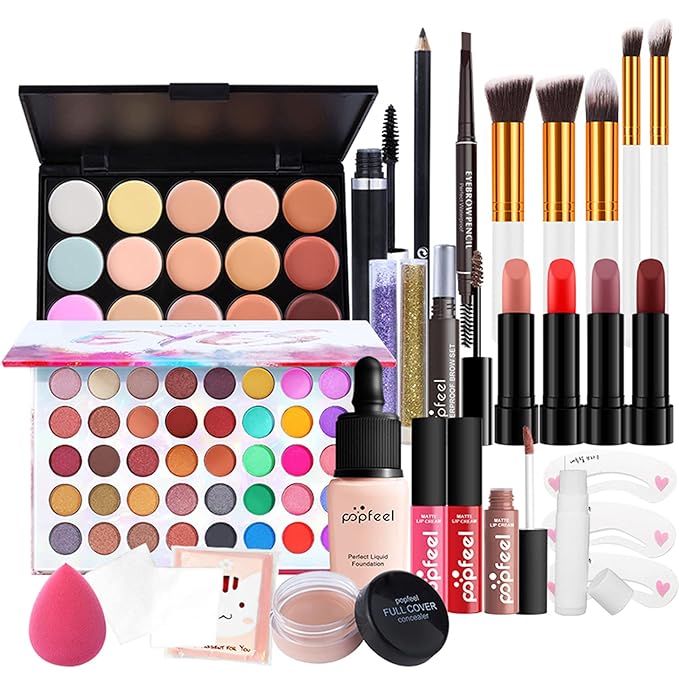 Multi-purpose Makeup Kit All-in-One Makeup Gift Set Colours Mix Eyeshadow Concealer Lip Gloss Pressed Powder and Powder Blusher Cosmetic Makeup Palette Set Kit #092-VivaGrace Women