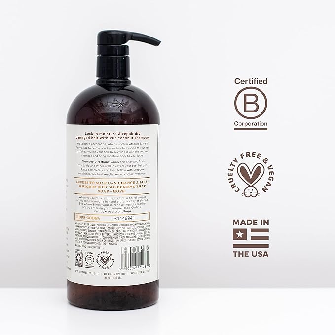 Soapbox Coconut Oil Shampoo, Harsh Sulfate Free, Paraben Free, Silicone Free, Color Safe, and Vegan Hair Shampoo (33.8 Ounces)-VivaGrace Women