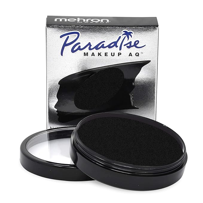 Mehron Makeup Paradise Makeup AQ Pro Size | Stage & Screen Performance, Face & Body Painting, Beauty, Cosplay, and Halloween | Water Activated Face Paint, Body Paint 1.4 oz (40 g) - Black-VivaGrace Women