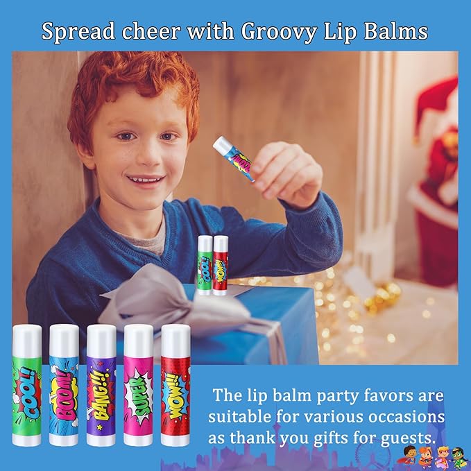 100 Pcs Hero Party Favors Lip Balms Bulk for Kids Birthday Party Moisturizing Lip Balm for Hero Themed Celebration Gifts Lip Care Products for Classroom Rewards Favor Party Supplies-VivaGrace Women