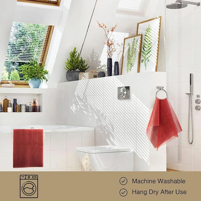 UJFQBH 2 Pieces African Bath Sponge African Net Long Net Bath Sponge Exfoliating Shower Body Scrubber Back Scrubber Skin Smoother,Great for Daily Use (Red)-VivaGrace Women