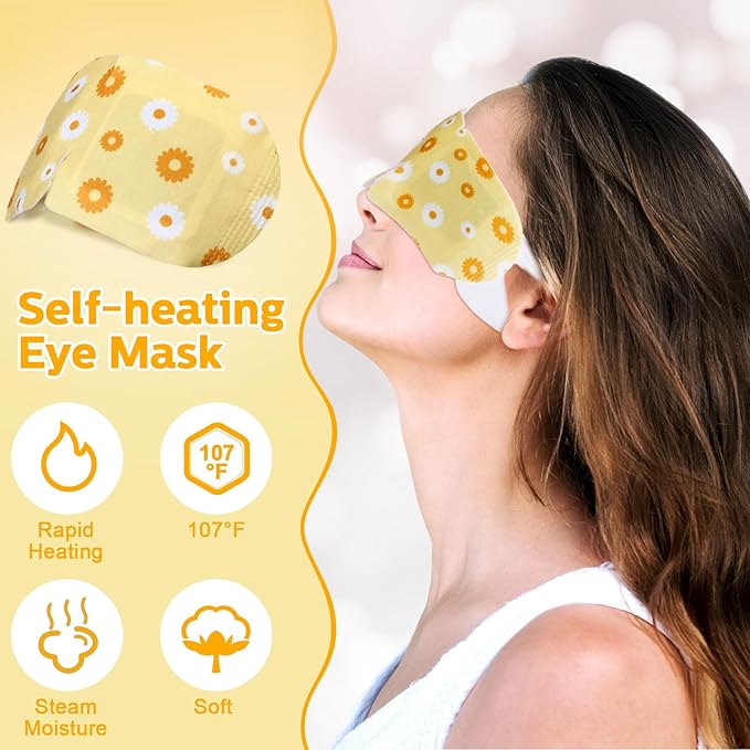50 Packs Steam Eye Mask for Dry Eyes Spa Warm Sleep Eye Mask Self Heating Disposable Eye Masks for Home Office Travel Eyestrain Relieve (Chamomile Scent)-VivaGrace Women