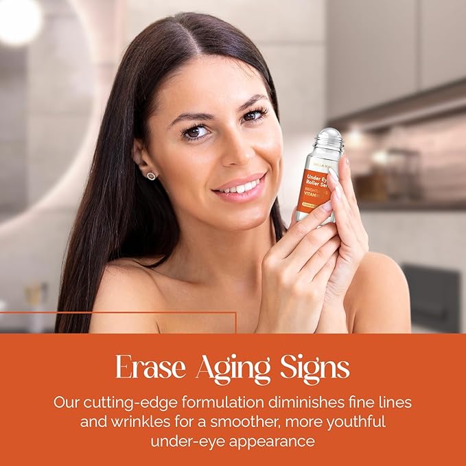 Eye Roller Serum with Vitamin C & Niacinamide - Eye Serum for Puffiness & Fine Lines - Anti Aging Korean Skin Care - 1.69 Fl Oz./50ml-VivaGrace Women