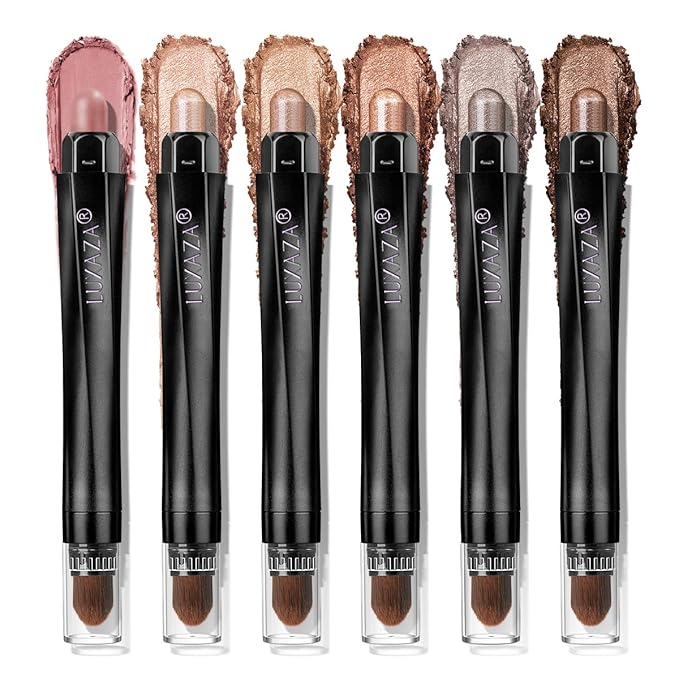 Neutral Eyeshadow Stick Makeup 6PCS Set, Brown Nude Metallic Shimmer Matte Cream Eye Shadow Palette Eyeliner Brightener Pencil Crayon - BROWN CANYON-VivaGrace Women