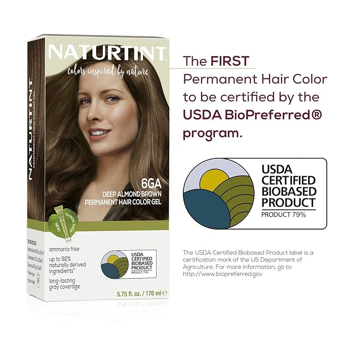 Naturtint 6GA Deep Almond Brown Permanent Hair Color (Pack of 1), Ammonia Free, Vegan, Cruelty Free, up to 100% Gray Coverage, Long Lasting Results (Packaging may vary)-VivaGrace Women