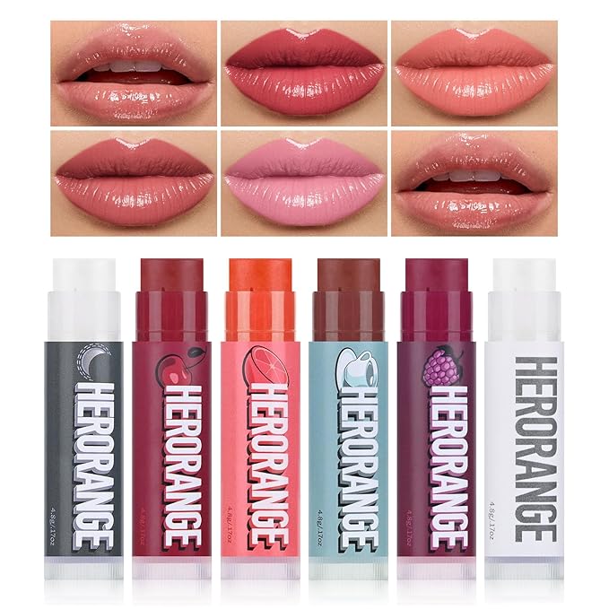 Tinted Lip Balm, Tinted Chapstick 2 in 1 Moisturizing Lip Balm and Buildable Lipstick, Instant Hydration Chapped Lips and Pale Lips, Keep Lips Hydrated Lip Moisturizer, 0.16Oz, Pack of 6-VivaGrace Women