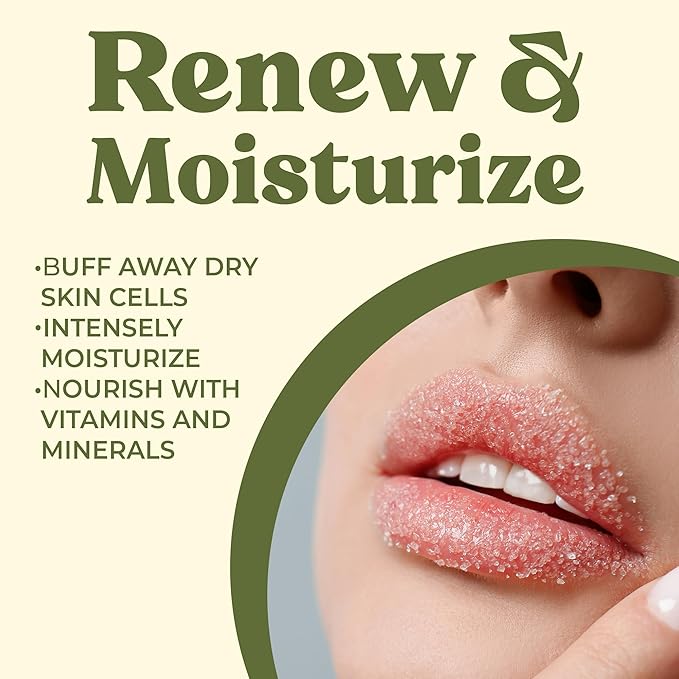 Organic Brown Sugar Lip Scrub – 0.7oz – USDA Organic Lip Exfoliator Scrub for Dry Lips - Fair Trade, Brown Sugar, Jojoba Oil, Beeswax, Coconut Oil - Lip Scrubber Exfoliator For Lip Care-VivaGrace Women