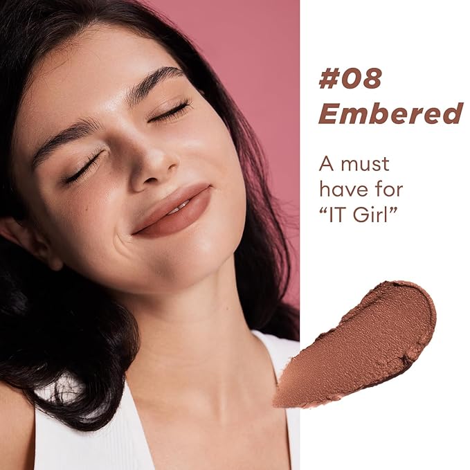 ITY Velvet Matte Finish Lip Stain-Mousse Textured Lip Clay, Red Shade, Conceals Lip Lines, Rich Pigment Lip Tint Lipsticks, 0.14 oz (4g) in Ginger, Embered.-VivaGrace Women