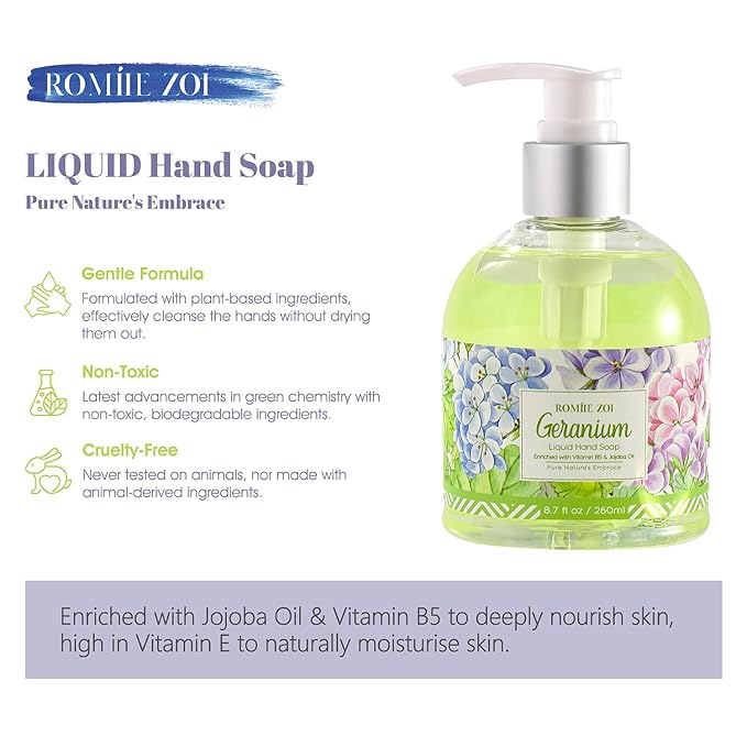 Liquid Hand Soap with Gift Box - Geraniumt - 260ml/ 8.7 fl.oz (Pack of 3)