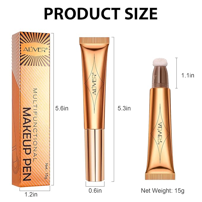 Liquid Highlighter Beauty Wand, Highlight Bronzer Stick with Cushion Applicator, Smooth Shimmer Finish, Lightweight Silky Cream Face Makeup Stick, Cruelty-free (Celestral)-VivaGrace Women