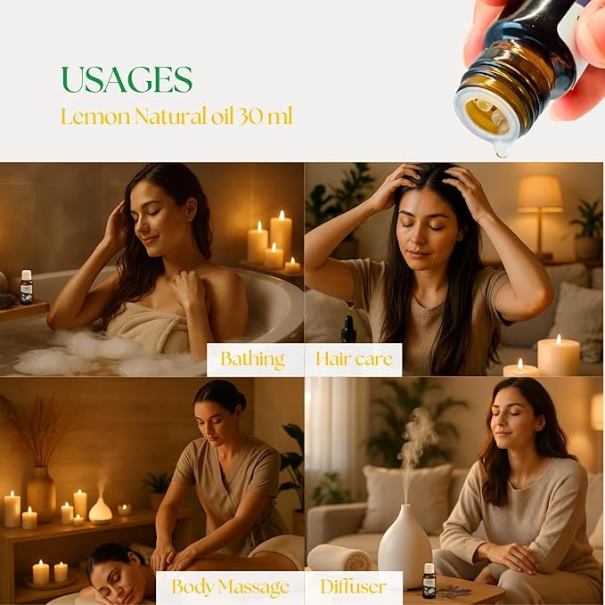 Roots & Above Pure Natural Lemon Essential Oil 1.01 oz/30ml Cold Pressed Oils for Skin, Hair, Massage, Diffusers & Candle Making-VivaGrace Women