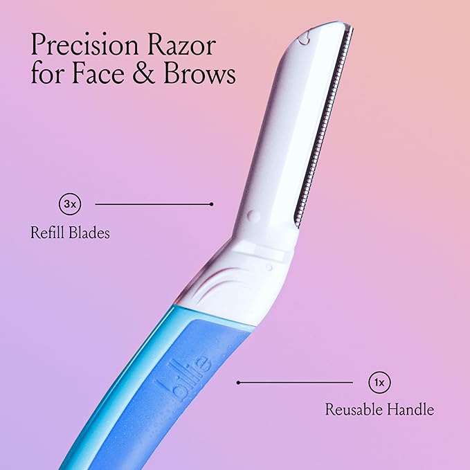 Billie - Dermaplane Starter Kit - Reusable Handle + 3 Refill Blades - Remove Facial Hair + Perfectly Shape Brows - Dermatologist-Approved - WaterPark-VivaGrace Women
