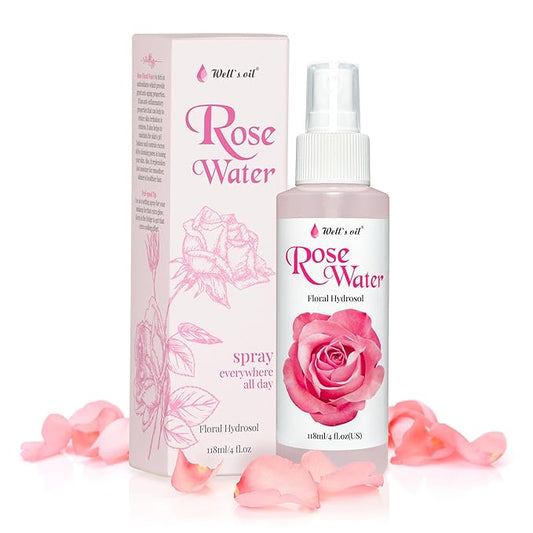 Well's Oil Rosewater Mist Spray (4 Fl oz) – Hydrates, Soothes & Refreshes | 100% Natural | No Chemical | For All Skin and Hair Types-VivaGrace Women