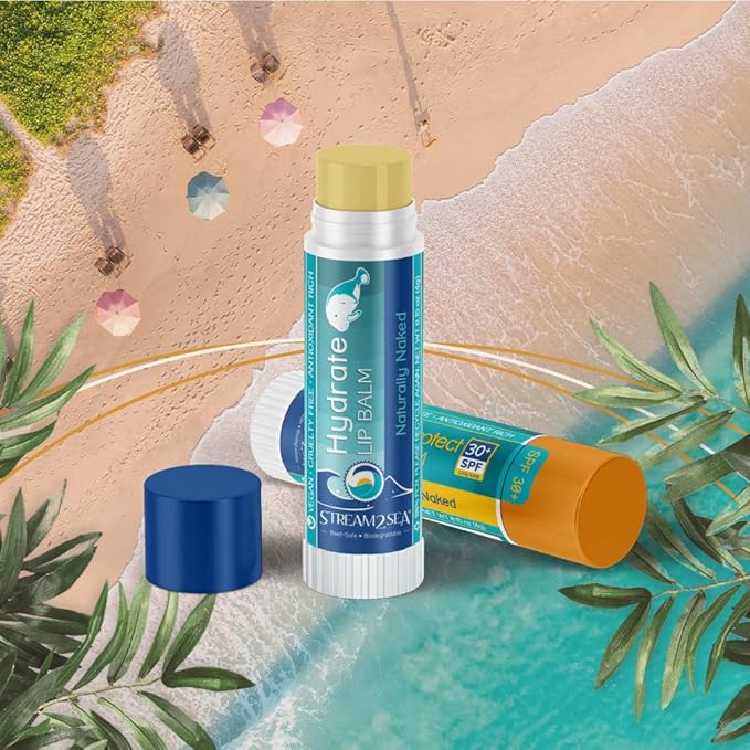 STREAM 2 SEA Naturally Naked Lip Balm Set, Reef Safe SPF 30 Unscented Hydrating Lip Care, Moisturizing Lip Balm + Sun Protect Outdoor Lip Balm For Beach and Sports, Paraben Free Natural Lip Care-VivaGrace Women