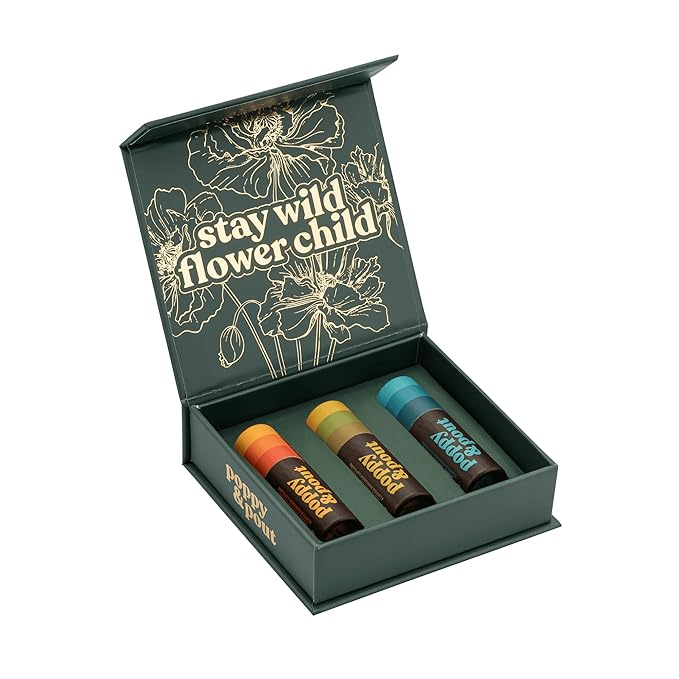 Jumbo Lip Balm Gift Set (3-Pack, Retro Surf) | Poppy & Pout All Natural Lip Balms & Moisturizers | Hydrates with Beeswax, Vitamin E, Organic Coconut Oil | Cruelty-Free | Recyclable Cardboard Tube-VivaGrace Women