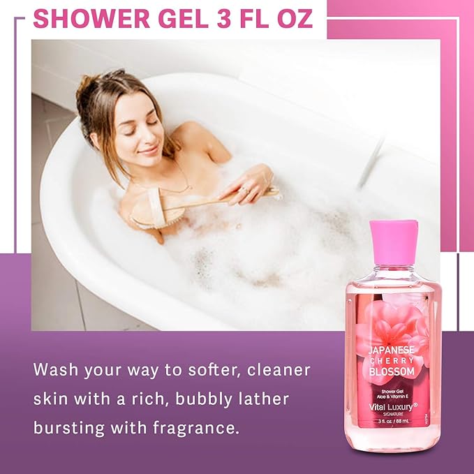 Bath & Body Care Travel Set - Home Spa Set with Body Lotion, Shower Gel and Fragrance Mist (Japanese Cherry Blossom)-VivaGrace Women