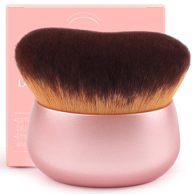 75MM Extra Large Self Tanner Kabuki Makeup Brush – Ultra Soft Dense Vegan Bristles for Body Makeup, Bronzer & Foundation–Applies Tanning Mousse, Lotion & Self Tanner–Rose Gold, Wet & Dry-VivaGrace Women